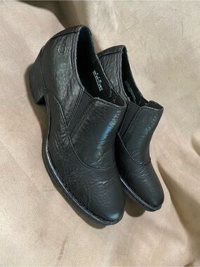 Born Black Slip-On Leather Ankle Booties